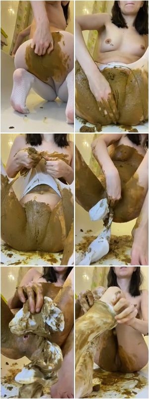 I poop, tear, put white pantyhose into my pussy and rub shit all over my body with p00girl [UltraHD/2K / 2023]
